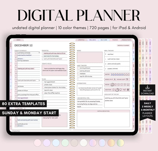 All-in-One Digital Planner Undated, iPad & Android Planner